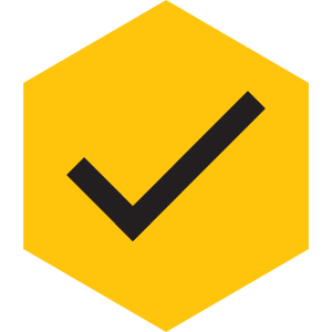Yellow Hexagon Checkmark
